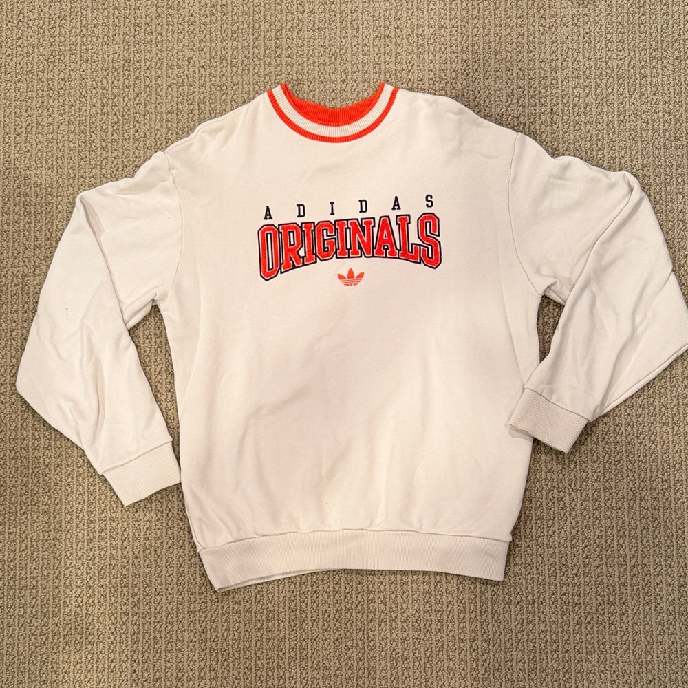 Adidas Originals Cream and Orange Oversized Crewneck Sweatshirt